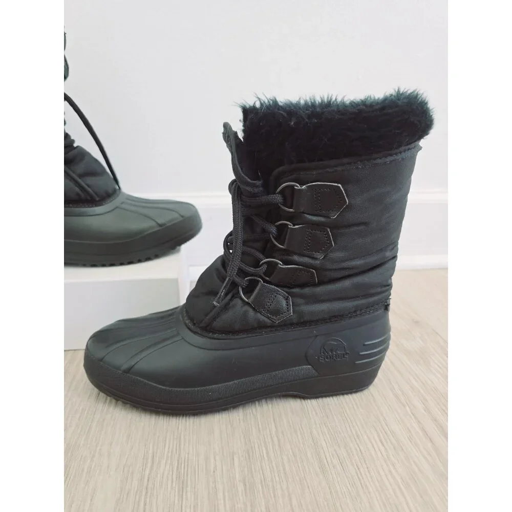 Sorel Kaufman Canada Black Waterproof Felt Lace Up Snow Winter Boots Shoes 8 - Picture 2 of 12